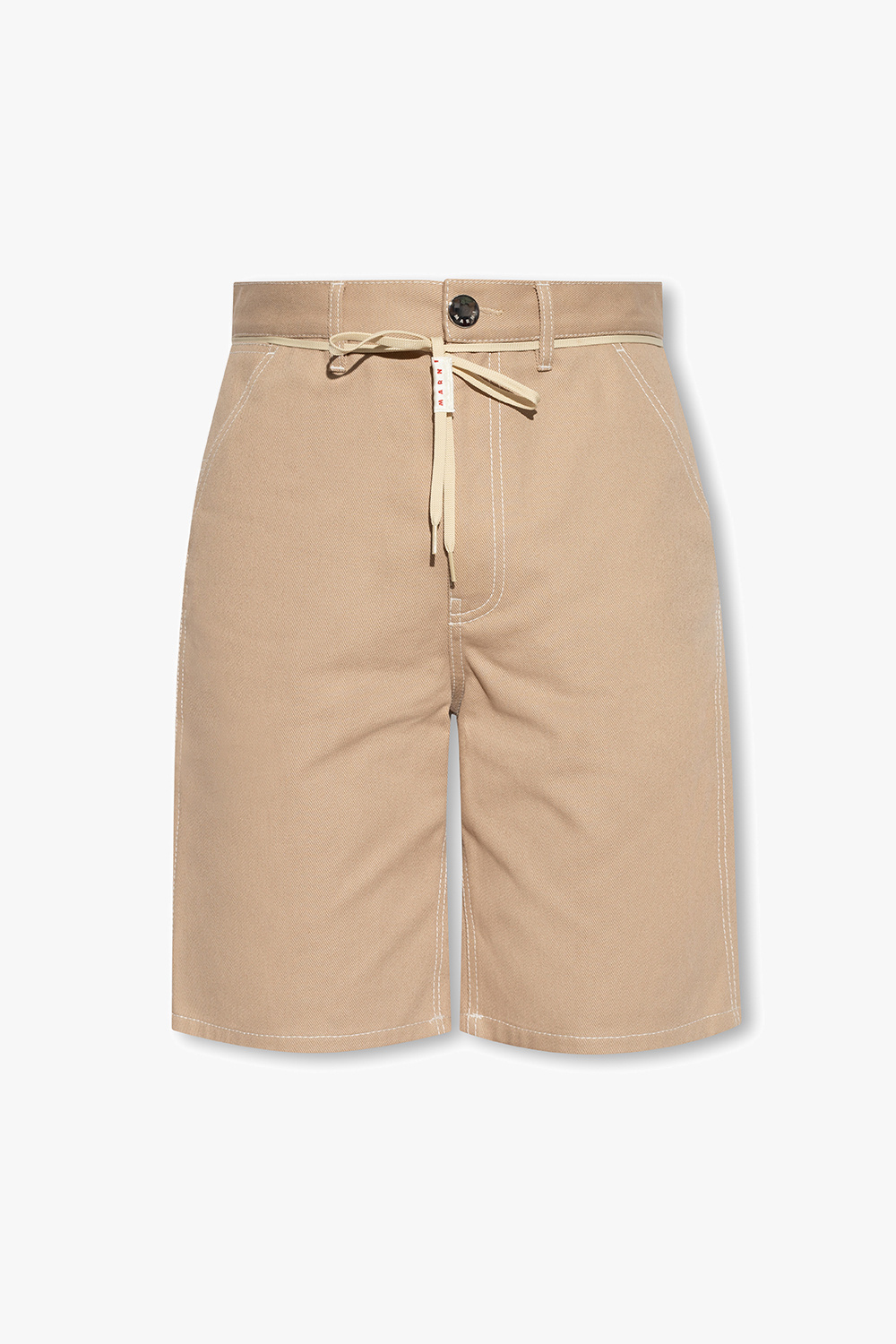 Marni colour-block leather jacket - Beige Cotton shorts Marni ...